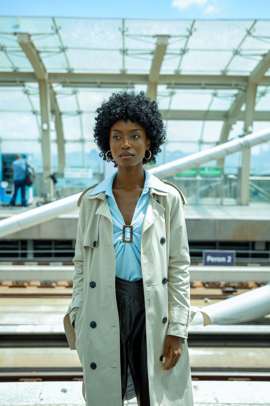 Stylish Woman at the Train Station