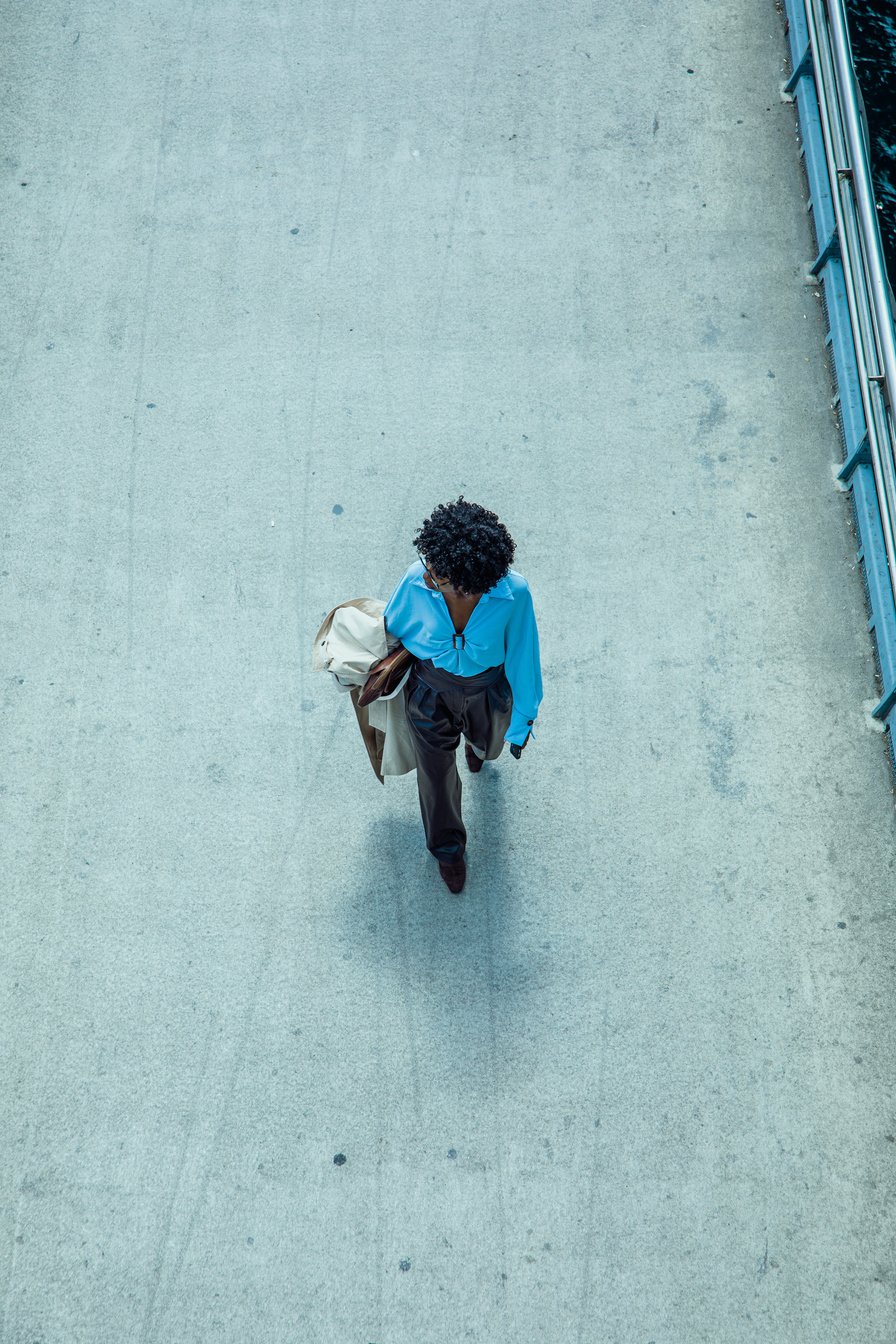 Top View of a Woman Walking